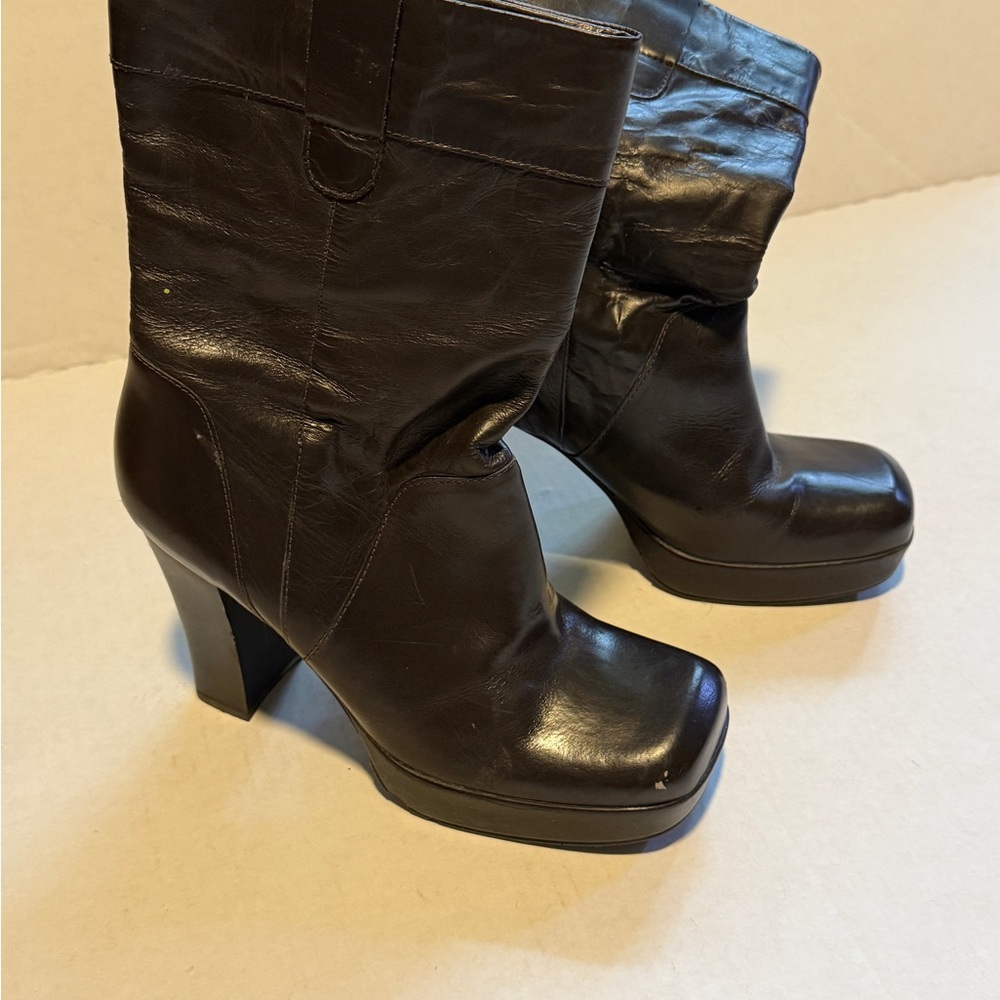 MIA Dark Brown Heeled Boots Classic Ankle-Length Design